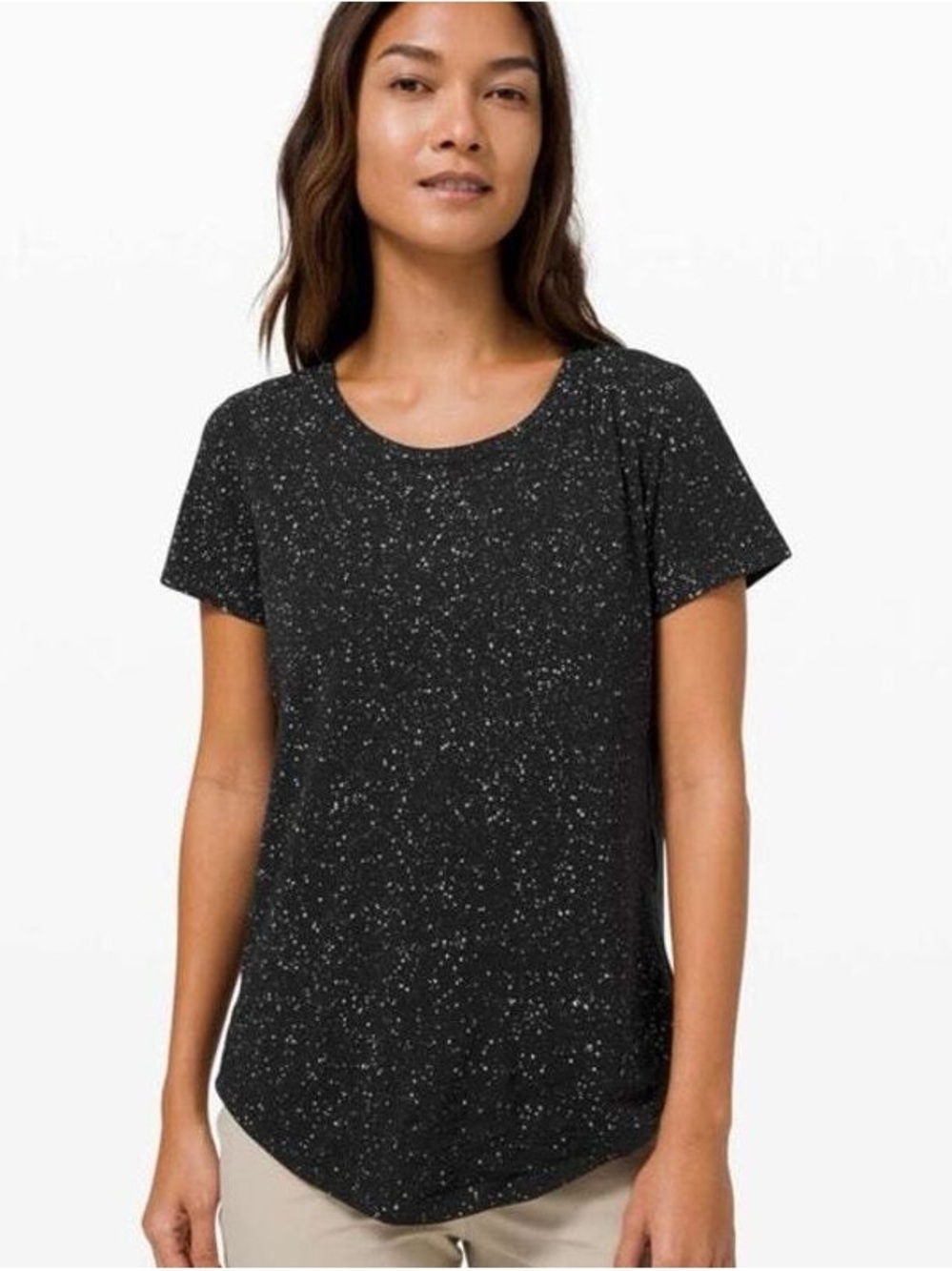 lululemon Love Crew Tee – Black White Confetti Speckles Splatter Dye - Size 4